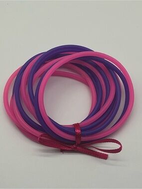 Set of 12 Pink and Purple Jelly Bracelets